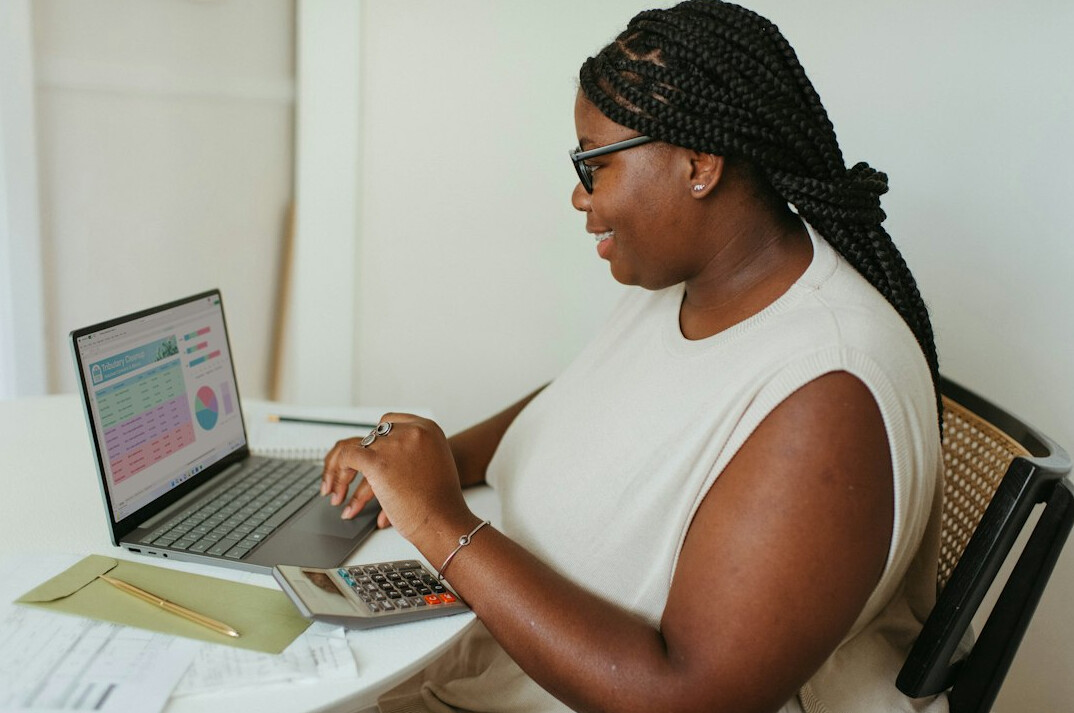 woman reviewing financial reports