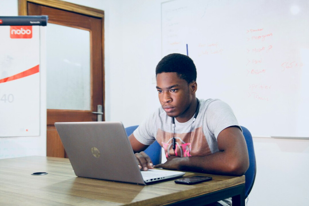 person studying online course